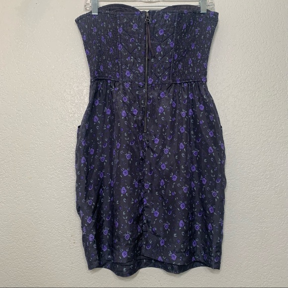 Rebecca Taylor silk floral strapless mini dress size 2 - Picture 7 of 14